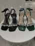 Luxury Rhinestones Strap Buckle Heel